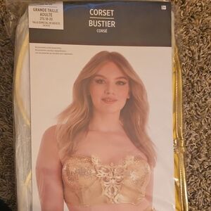 Gold Corset Bustier And Skirt